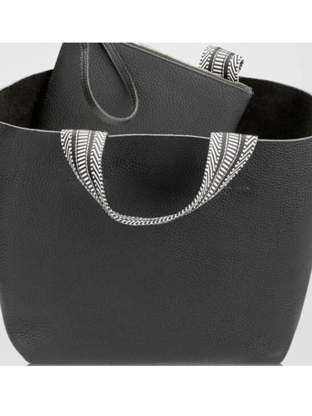 NWT ✅ GiGi New York LEIGH Pebble Leather Tote + Pouch BLACK ✨ NWT, 2 DUST BAGS
